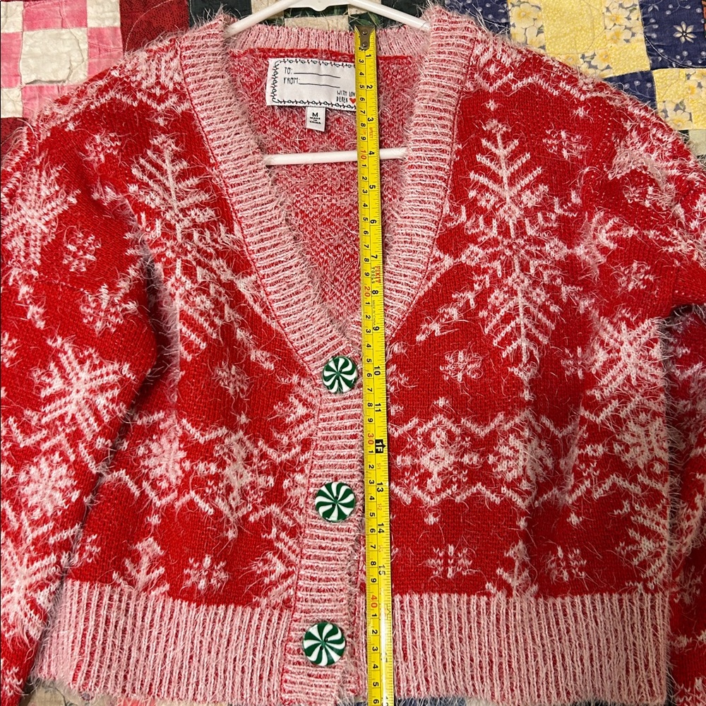 Festive Red and White Snowflake Cardigan - Picture 4 of 6